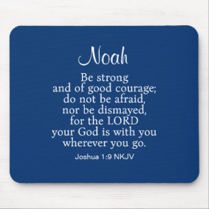 Navy Blue Courage Bible Verse Custom Name Simple Mouse Mat