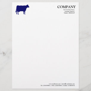 Navy Blue Cow - White Personalized Letterhead