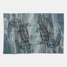 Navy blue crab kitchen towel