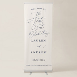 Navy Blue Cream Minimal Welcome to the Post Toast Retractable Banner