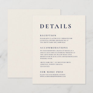 Navy Blue & Cream Modern Minimalist Elegant Enclosure Card