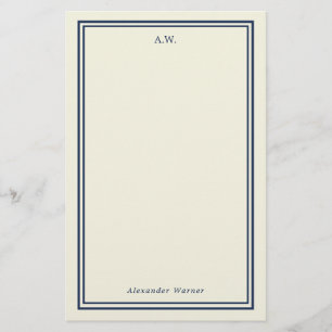 Navy Blue & Cream Monogrammed Stationery