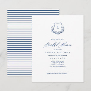 Navy Blue Crest Bridal Shower invitation Card