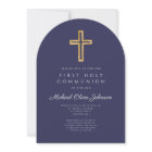 Navy Blue Cross Religious Boy First Communion