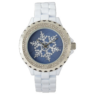 Navy Blue Crystal Snowflake Winter Watch
