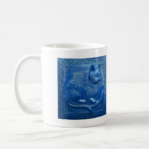 Navy blue Custom Art Nouveau cat Stylish Cat Lady Coffee Mug