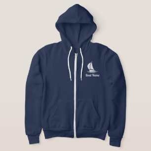Navy blue custom boat name men's Zipper Hoodie