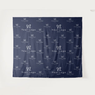 Navy blue Custom Business Logo Backdrop Trade show Tapestry