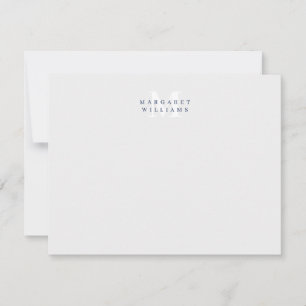 Navy Blue Custom Coloured Monogram Name Card