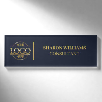 Navy Blue Custom Company Logo Employee Staff Name Tag