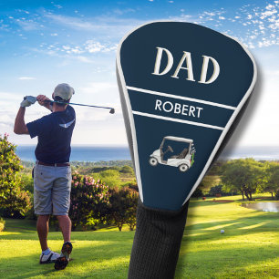 Navy Blue Custom DAD Name Watercolor Cart  Golf Head Cover