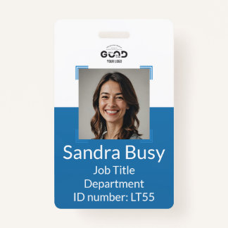 Navy Blue Custom Employee Photo ID Badge | Company