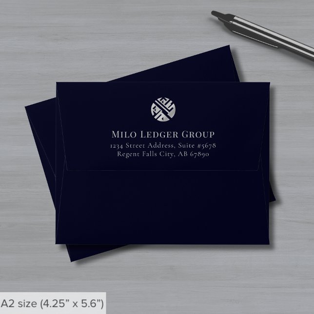 Navy Blue Custom Logo A2 Note Card Envelope (Creator Uploaded)