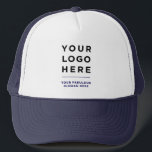 Navy Blue | Custom Logo and Text Branded Hat<br><div class="desc">Business Logo Printed Optional Text Promotional Navy Blue Baseball & Trucker Hat Express your unique company style with our customisable logo and text branded hats - no minimum order required. Whether you prefer vibrant hues or classic shades, we offer a wide range of colour options for best matching with your...</div>