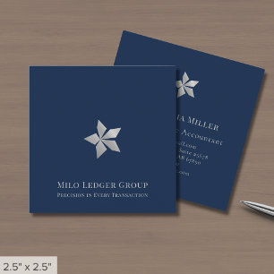 Navy Blue Custom Logo Square Business Card