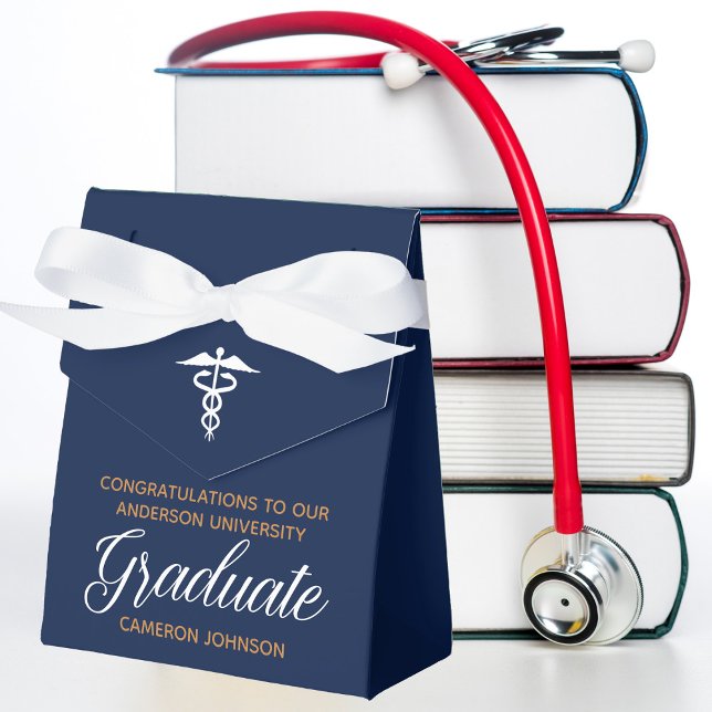 Navy Blue Custom Medical School Graduation Party Favour Box (Creator Uploaded)