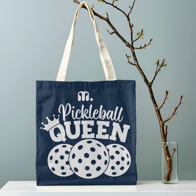 Navy Blue Custom Monogram Pickleball Queen Tote Bag (Creator Uploaded)