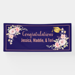 Navy Blue Custom Name Graduation Banner