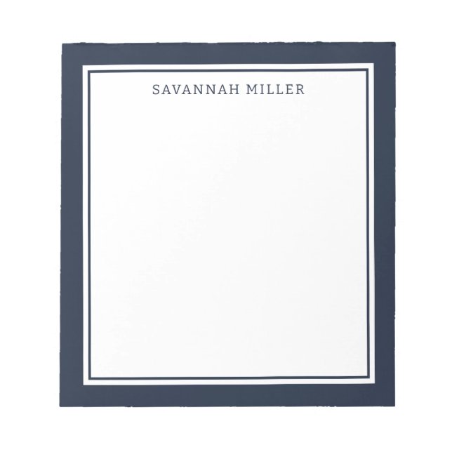 Navy Blue Custom Name Writing Pad Memo Notepad (Front)