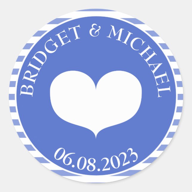 Navy Blue Custom Wedding Envelop Seal Sticker (Front)