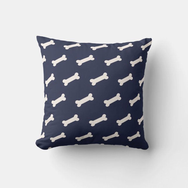 Navy Blue | Cute Dog Bone Pattern Holiday Cushion (Front)