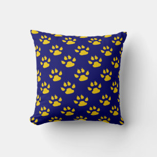 Navy Blue Cute Paw Pattern Print Cushion