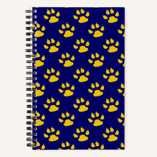 Navy Blue Cute Paw Pattern Print Notebook