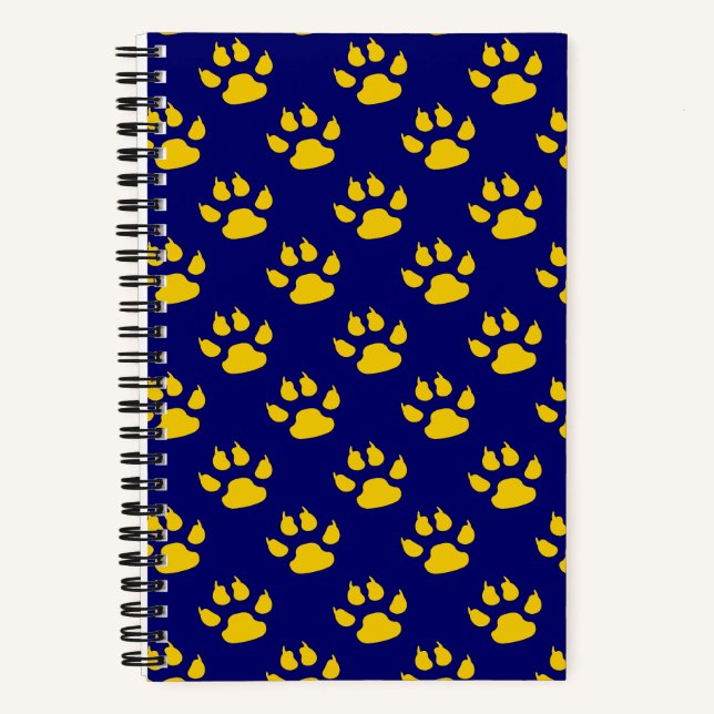 Navy Blue Cute Paw Pattern Print Notebook (Front)