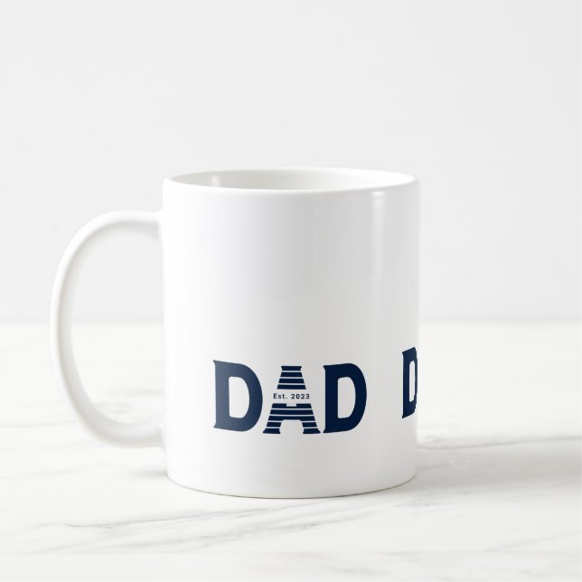 Navy Blue Dad Established New Dad Gift Coffee Mug (Left)