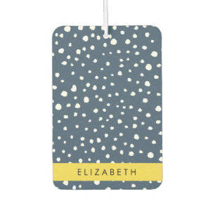 Navy Blue Dalmatian Dots, Spots, Dotted, Your Name Car Air Freshener