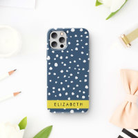 Navy Blue Dalmatian Dots, Spots, Dotted, Your Name