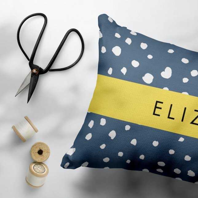 Navy Blue Dalmatian Dots, Spots, Dotted, Your Name Pillowcase (Creator Uploaded)