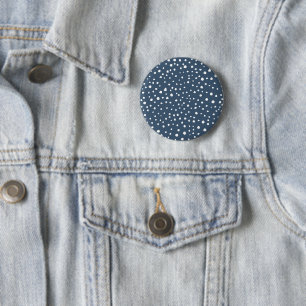 Navy Blue Dalmatian Spots, Dalmatian Dots, Dotted 6 Cm Round Badge