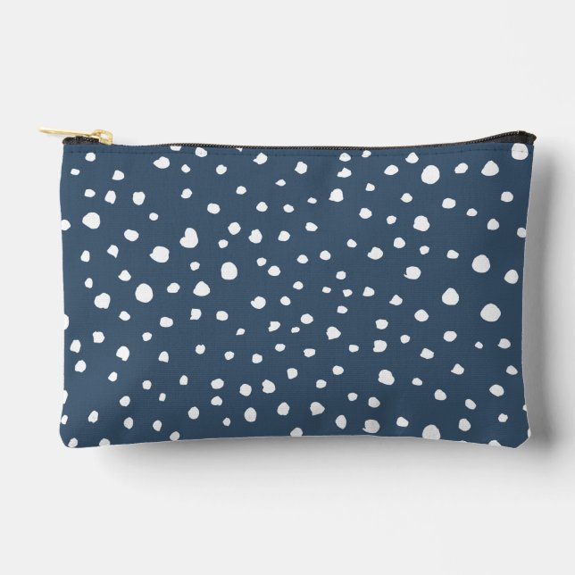 Navy Blue Dalmatian Spots, Dalmatian Dots, Dotted Accessory Pouch (Front)