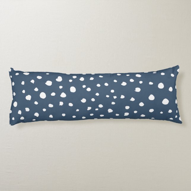 Navy Blue Dalmatian Spots, Dalmatian Dots, Dotted Body Cushion (Back)