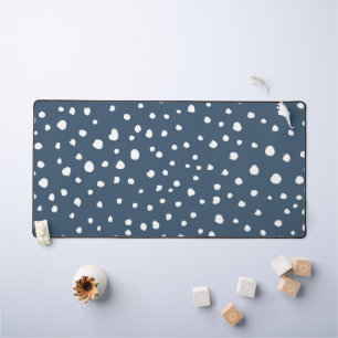 Navy Blue Dalmatian Spots, Dalmatian Dots, Dotted Desk Mat
