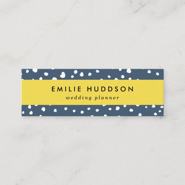 Navy Blue Dalmatian Spots, Dalmatian Dots, Dotted Mini Business Card (Front)
