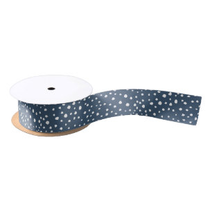 Navy Blue Dalmatian Spots, Dalmatian Dots, Dotted Satin Ribbon