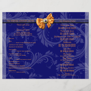 Navy blue damask floral ribbon wedding