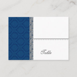 Navy Blue Damask Place Card - Wedding Party