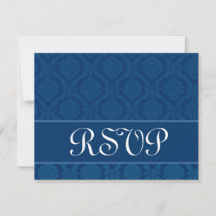 Navy Blue Damask RSVP Wedding Response Card