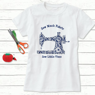 Navy Blue Damask Sewing Machine T-Shirt