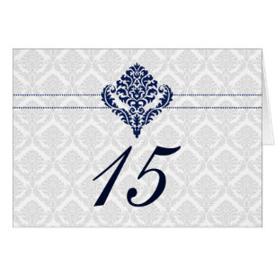 "navy blue" damask table seating card
