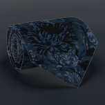 Navy Blue Dark Floral Damask Aristocrat Tie<br><div class="desc">A sophisticated and elegant dark navy blue neck tie featuring a floral vine of navy blue Dahlias with an acanthus leaf damask swirl background. This tie can be worn for any occasion.</div>