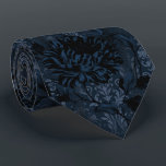 Navy Blue Dark Floral Damask Aristocrat Tie<br><div class="desc">A sophisticated and elegant dark navy blue neck tie featuring a floral vine of navy blue Dahlias with an acanthus leaf damask swirl background. This tie can be worn for any occasion.</div>