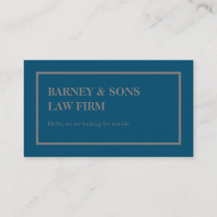 navy blue & dark grey law firm funny slogan formal business card