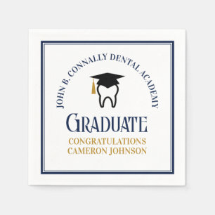 Navy Blue Dental School Custom Graduation Party Napkin