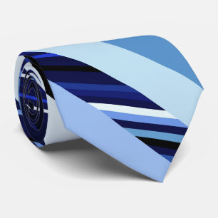 Navy Blue Diagonal Striped Fractal Pattern Tie