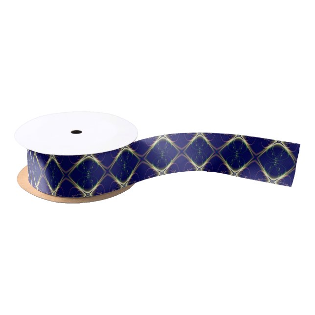 Navy Blue Diamond Design Satin Ribbon (Spool)