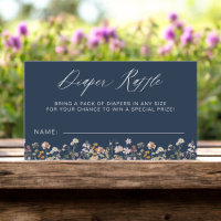 Navy Blue Diaper Raffle Wildflower Baby Shower